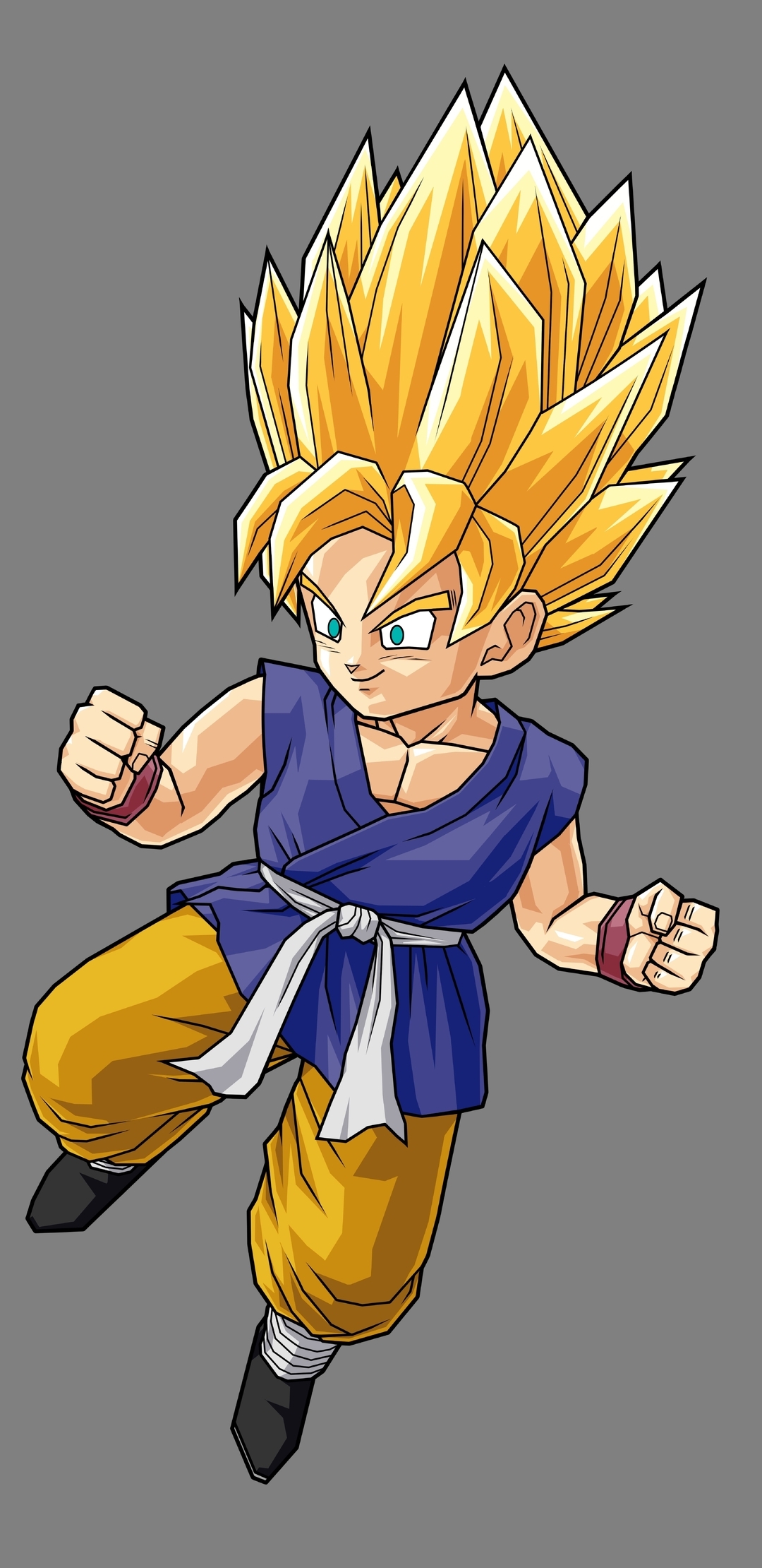 Image: Son Goku, Dragon Ball, gray background, Super Saiyan, Kakarotto