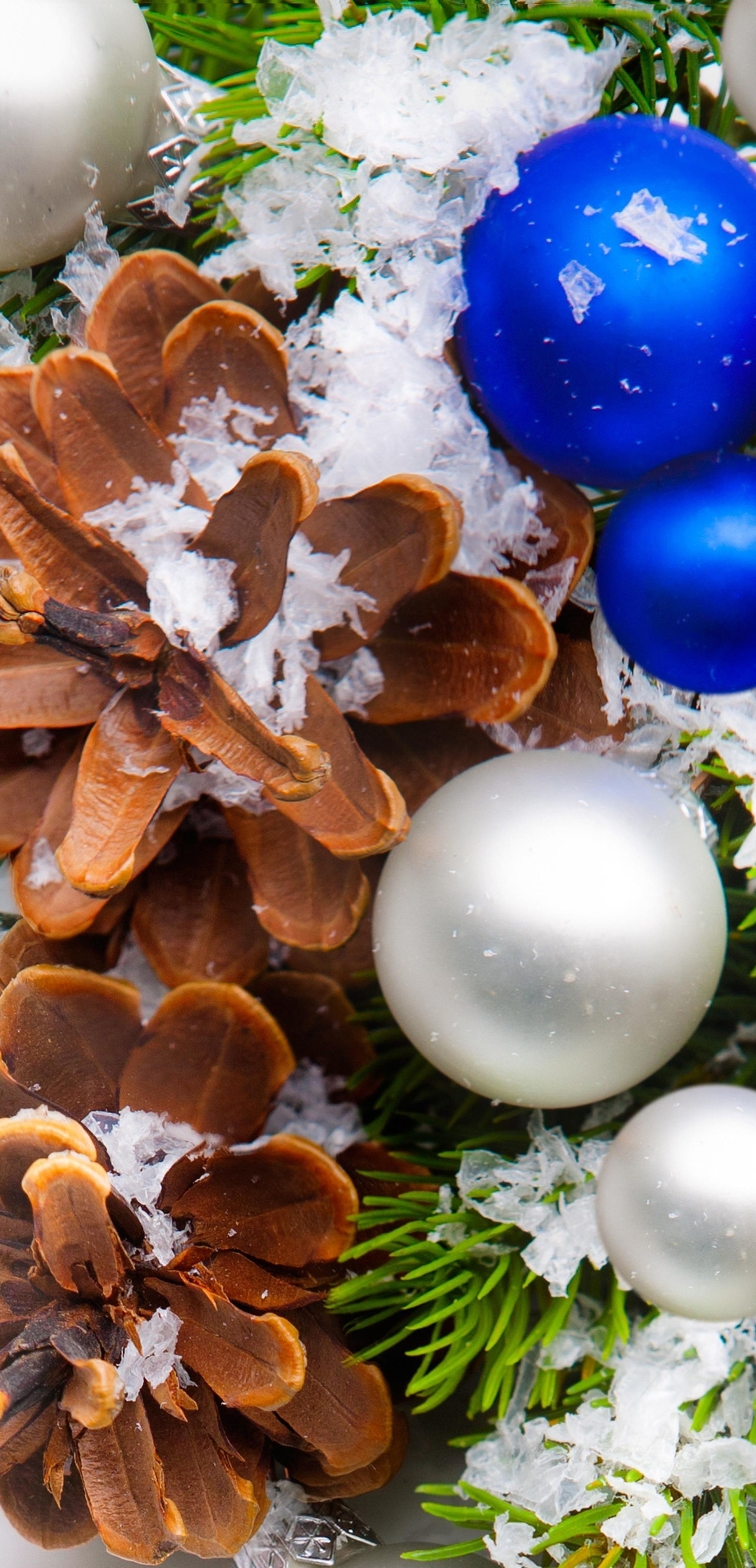 Image: Cones, balls, New year, branch, winter, decor