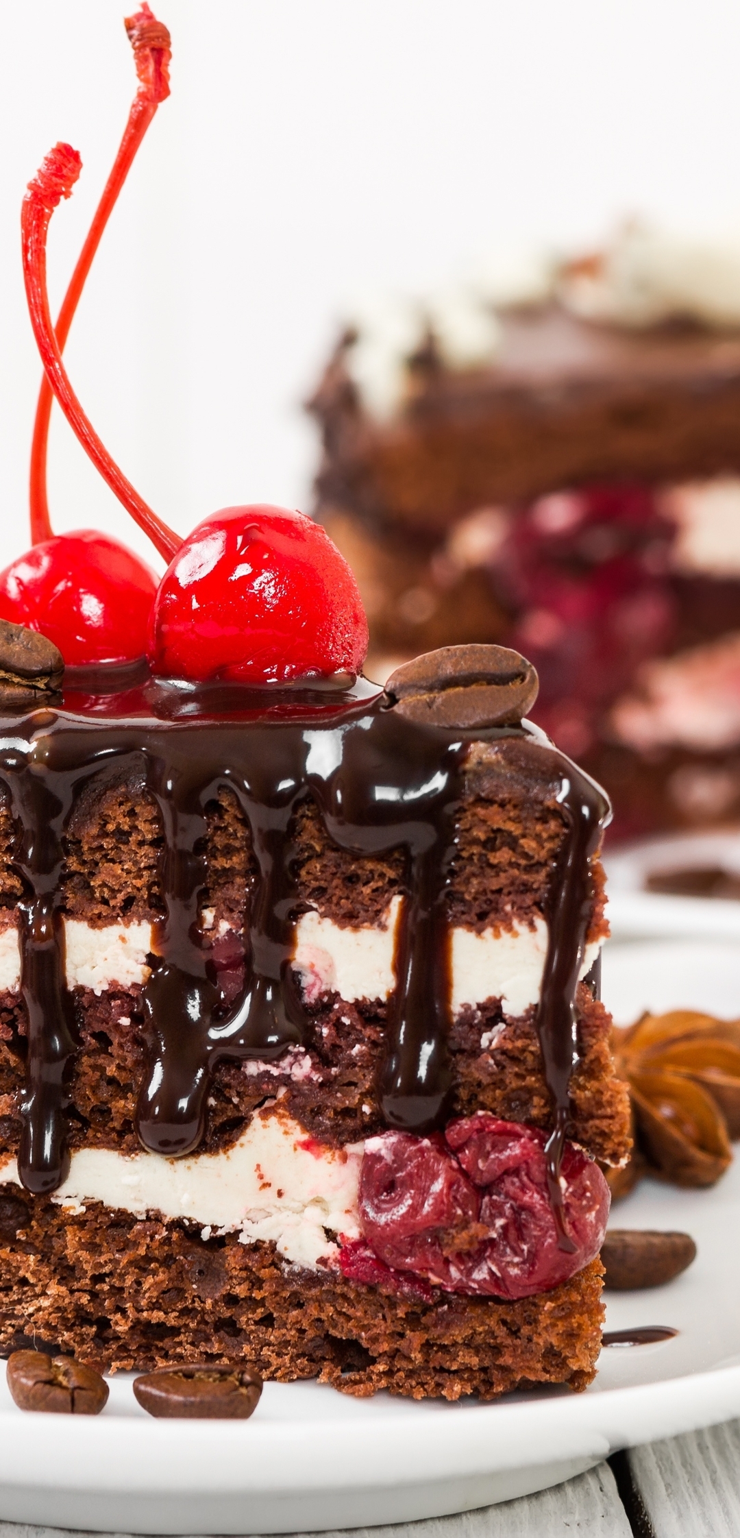 Картинка: Ломтик, торт, вишня, десерт, шоколад
