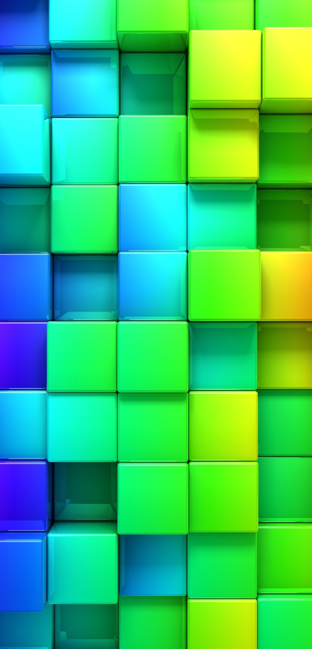 Картинка: Кубики, квадраты, 3D, разноцветные, радуга