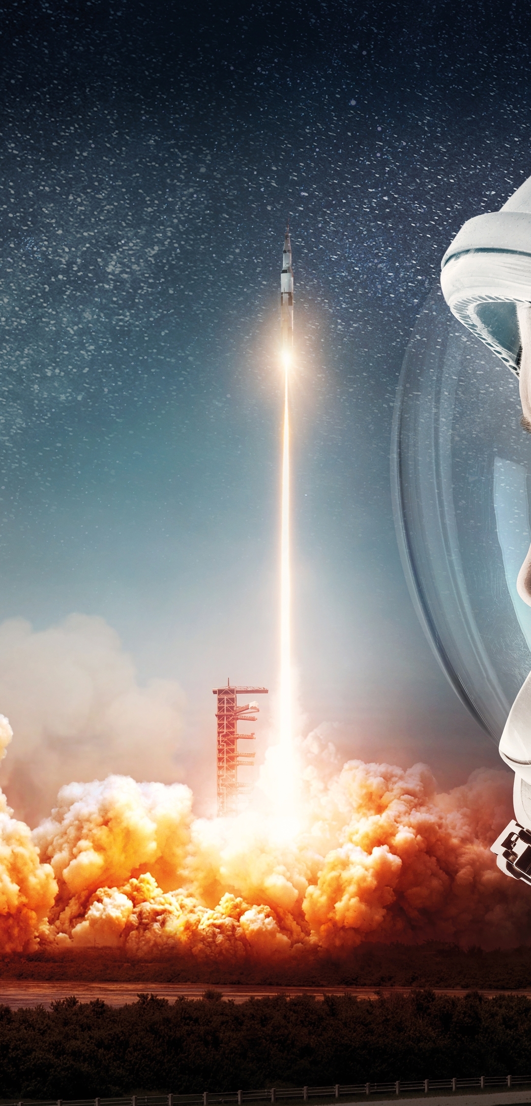 Картинка: Мужчина, космонавт, скафандр, ракета, взлёт, небо, звёзды