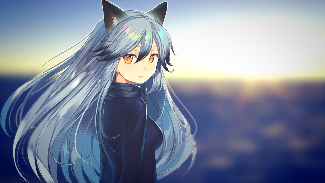 Image: Girl, Fox, ears, hair, blurred background