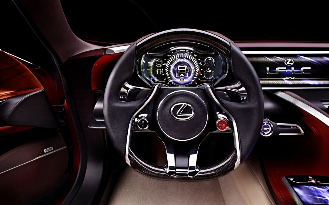 Картинка: Lexus, LF-LC, концепт, гибрид, салон, руль, приборная панель, спидометр