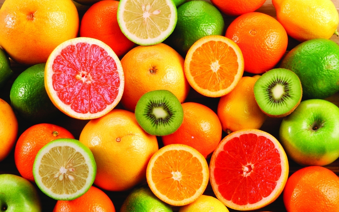 Картинка: Фрукты, цитрус, яблоки, киви, апельсины, грейпфруты, лимоны, лайм