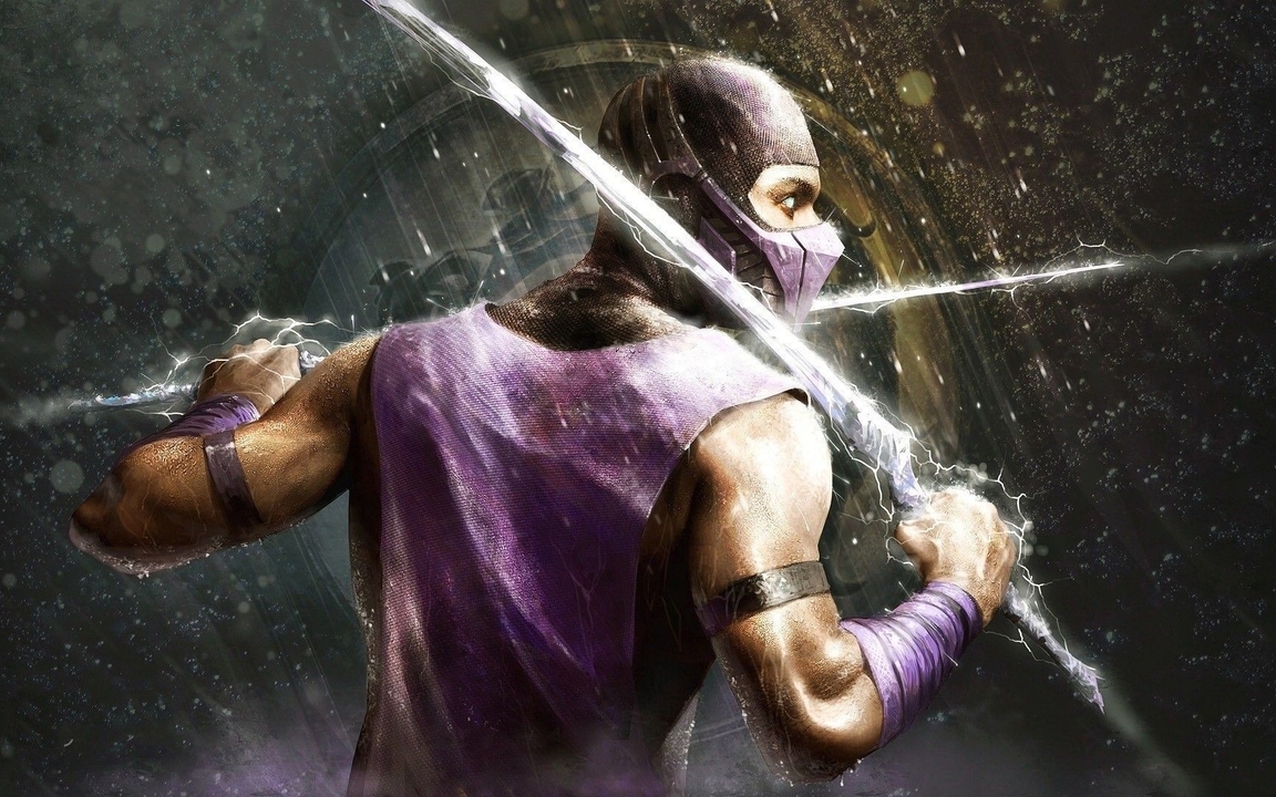 Картинка: Смертельная битва, Mortal Kombat, Rain, Дождь, ниндзя, боец, молния, мечи