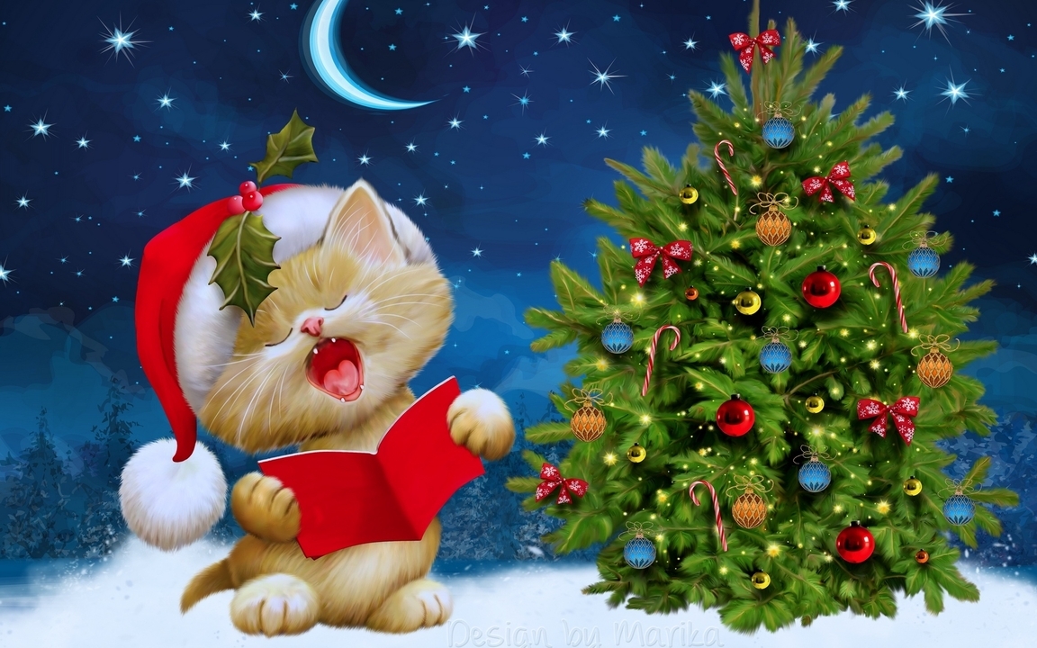 Image: cat, new year, tree, book