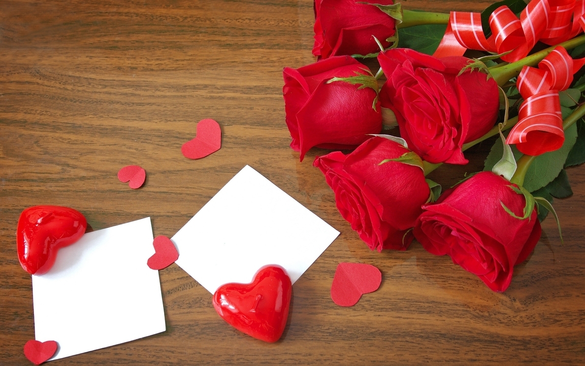 Картинка: Розы, красные, цветы, букет, сердечки, праздник, любовь, День влюблённых, 14 февраля