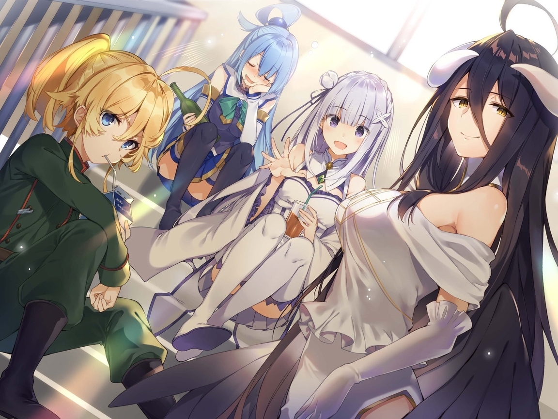 Картинка: Аниме, персонажи, девушки, Isekai Quartet, Konosuba, Overlord, Re:Zero - Starting Life In Another World