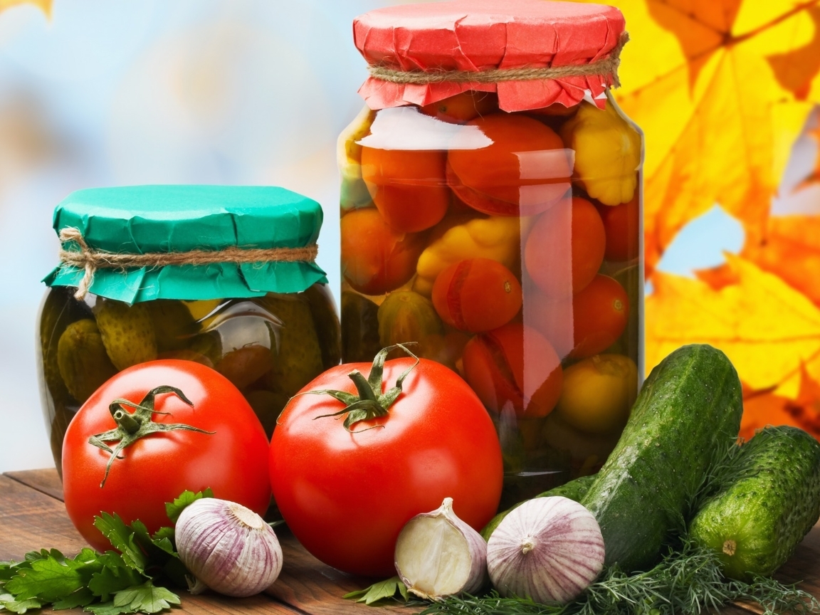 Картинка: Заготовки, помидоры, огурцы, овощи, чеснок