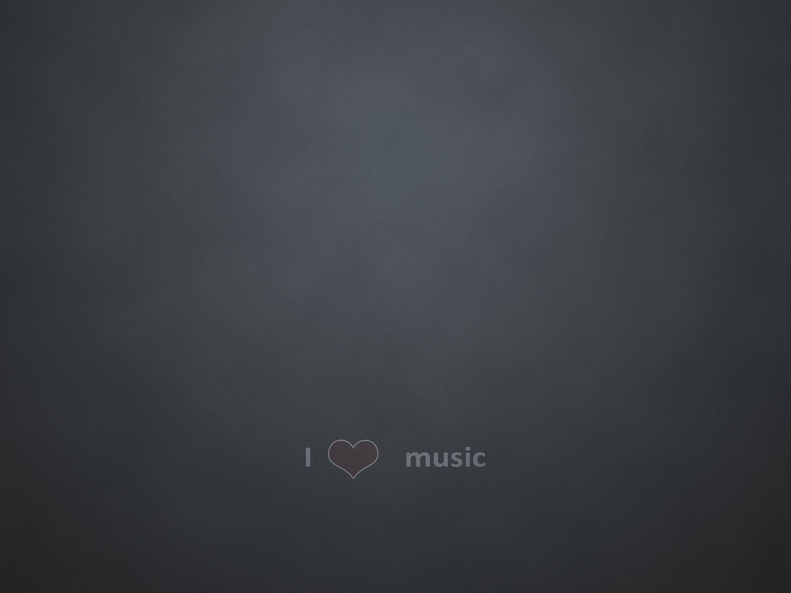 Картинка: Серый фон, I love music, сердечко, мотивация, я люблю музыку, надпись