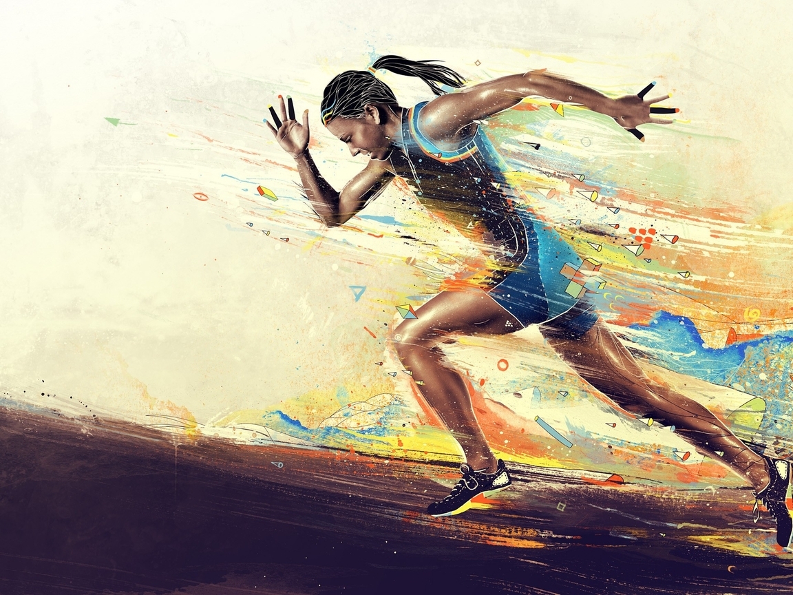 Картинка: Спортсменка, бег, скорость, рисунки