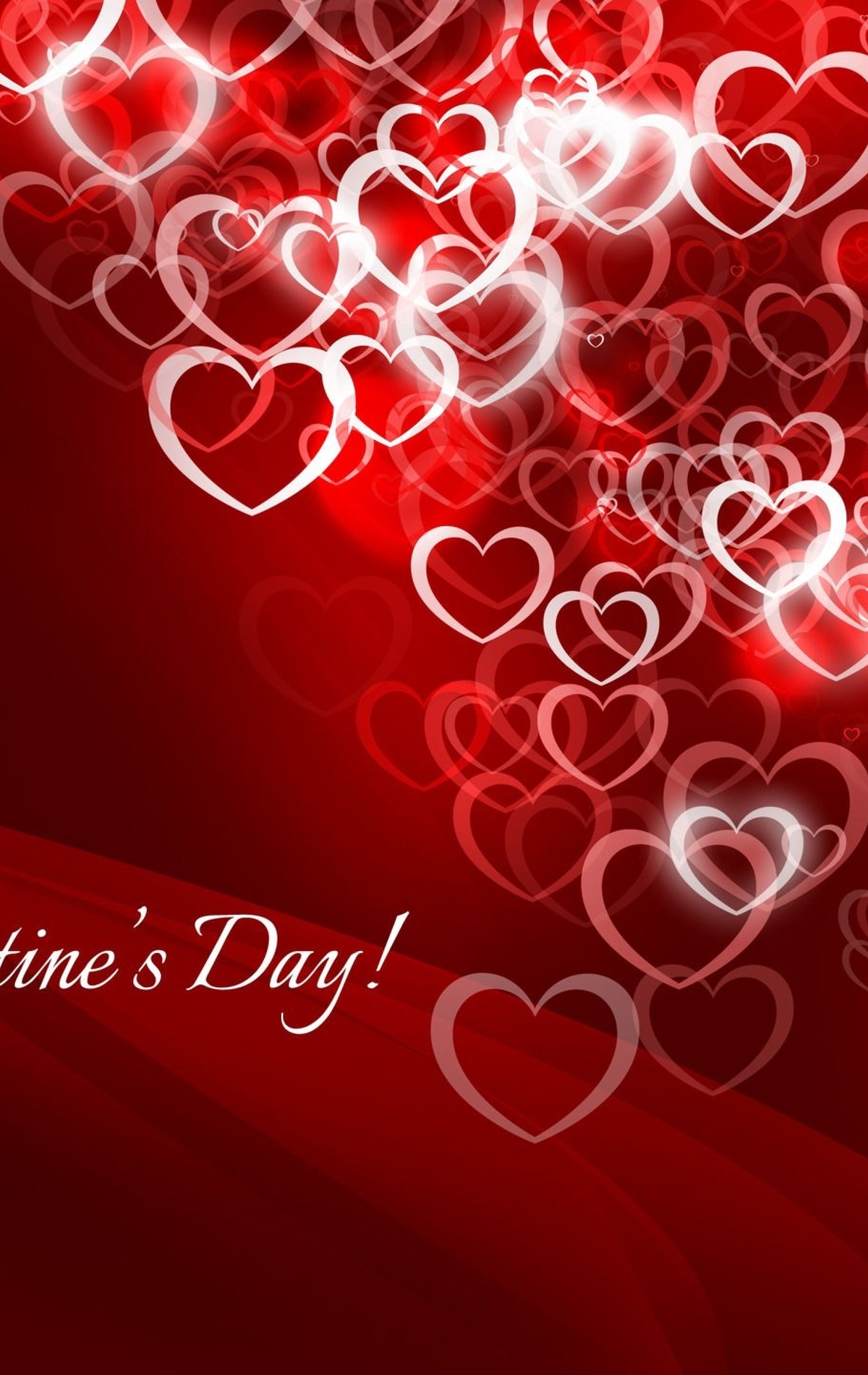 Картинка: День Святого Валентина, любовь, красный фон, день влюблённых, сердечки, контур