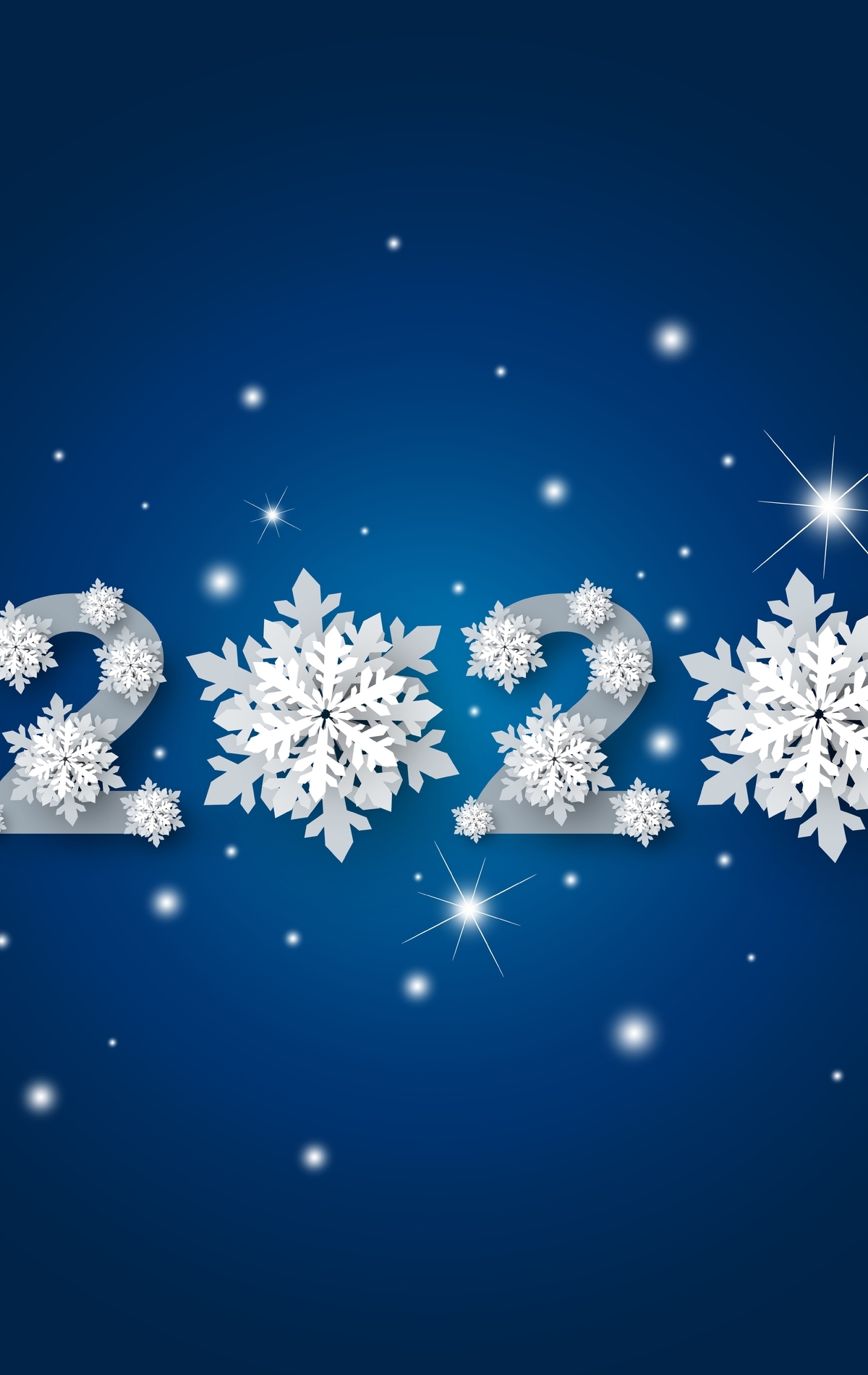 Картинка: Цифры, 2020, новый год, снежинки, синий фон