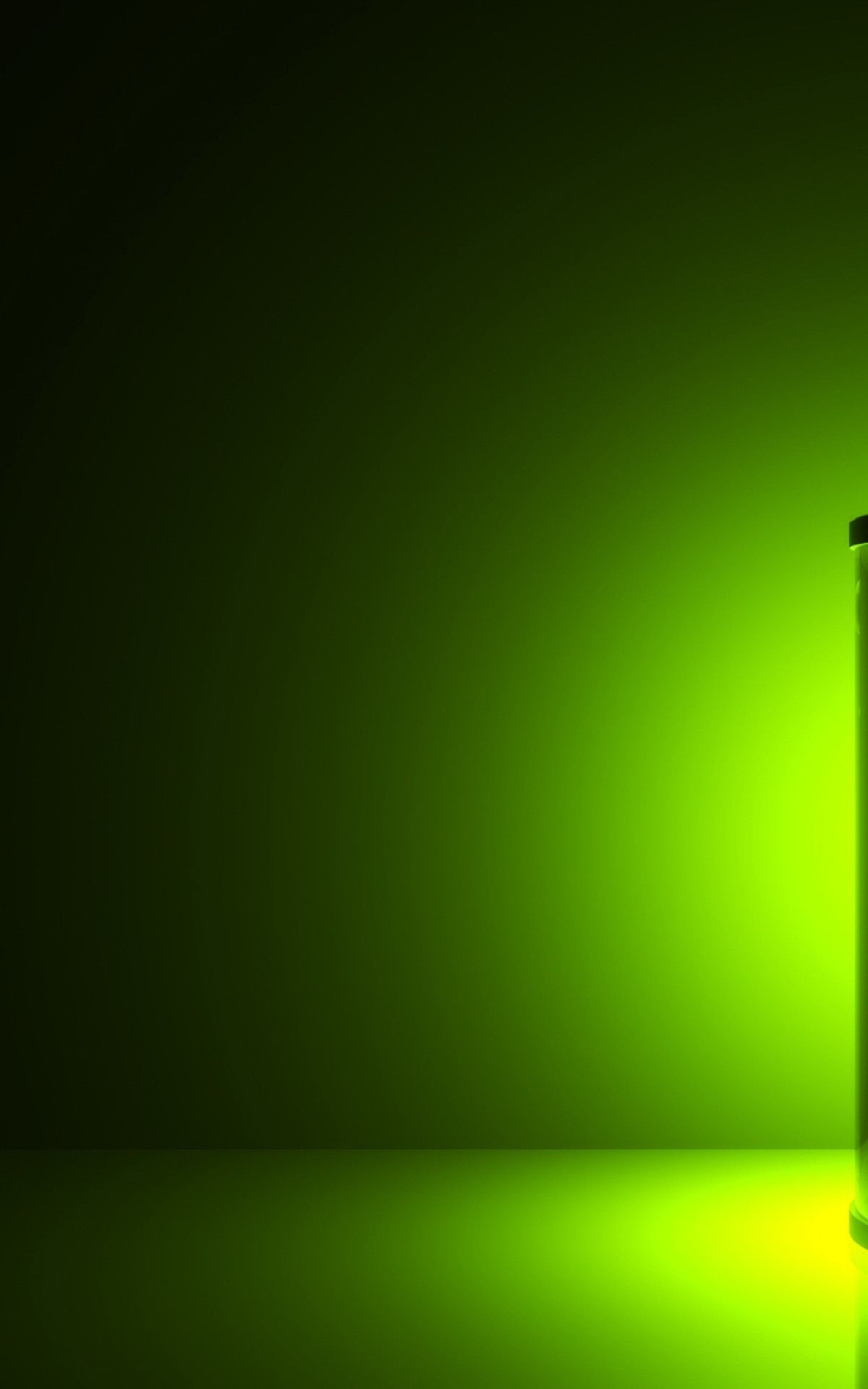Картинка: Колба, молекула, зелёный фон, свет