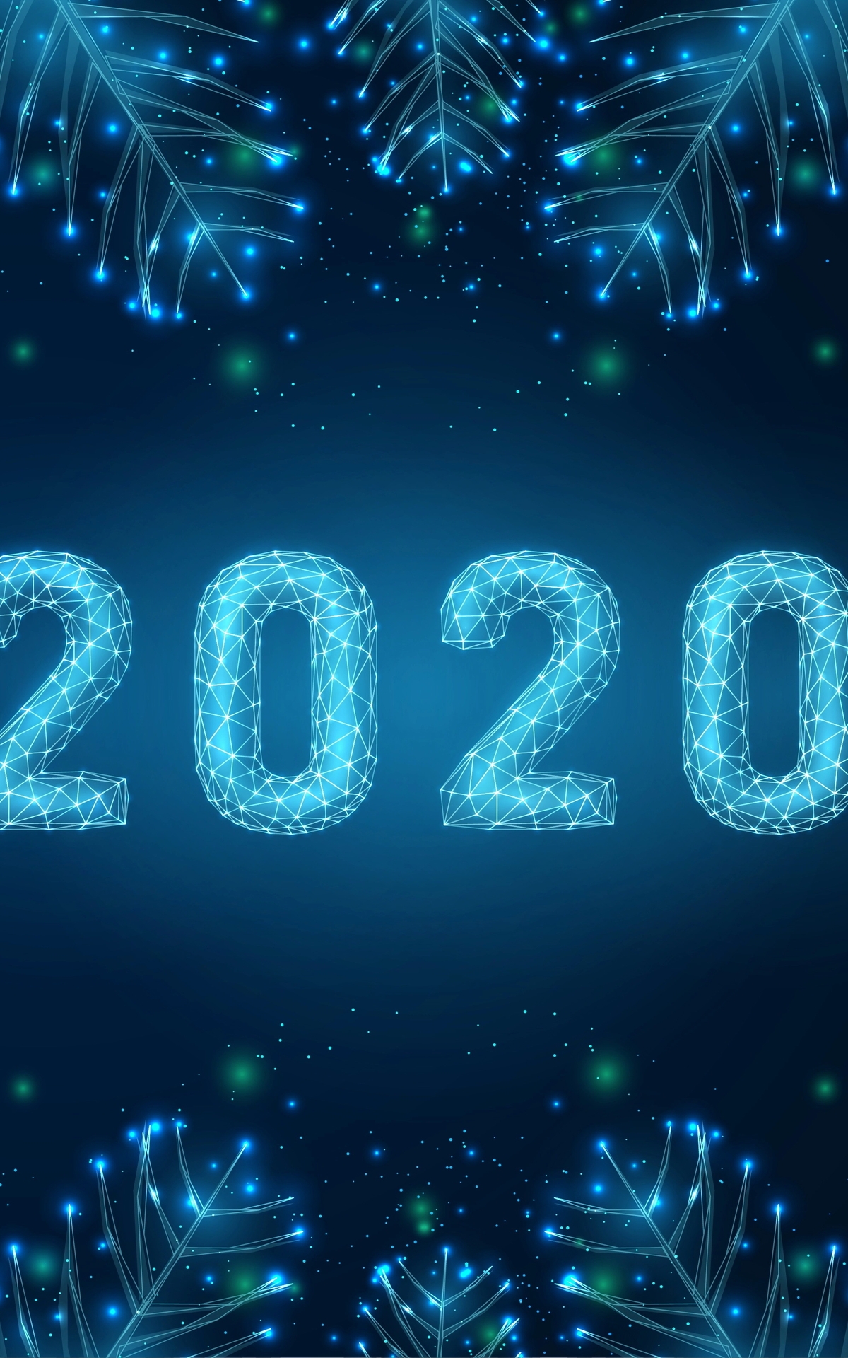Картинка: Фон, 2020, цифры, ветки, новый год, блики