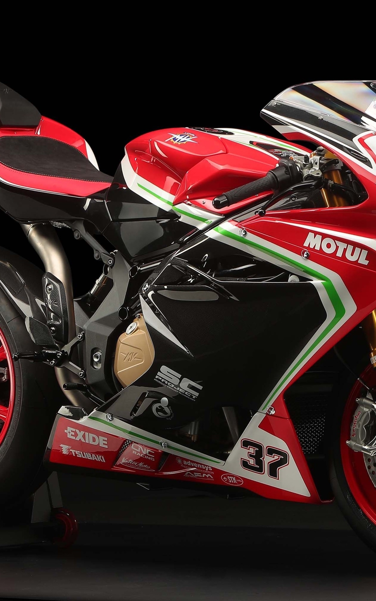 Image: Motorcycle, MV Agusta, F4, series, dark background, red