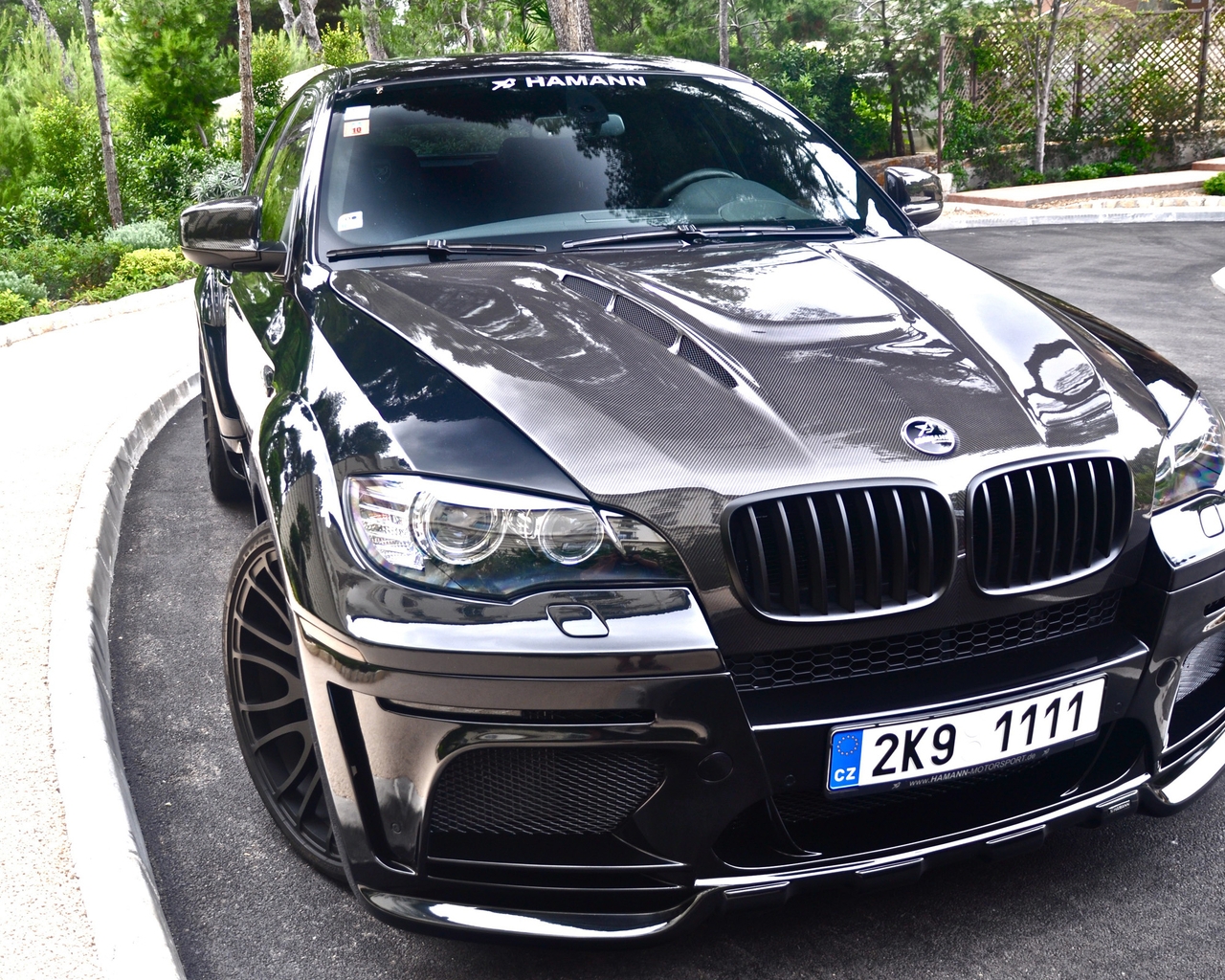Картинка: BMW, x6, в повороте, перед, отражение