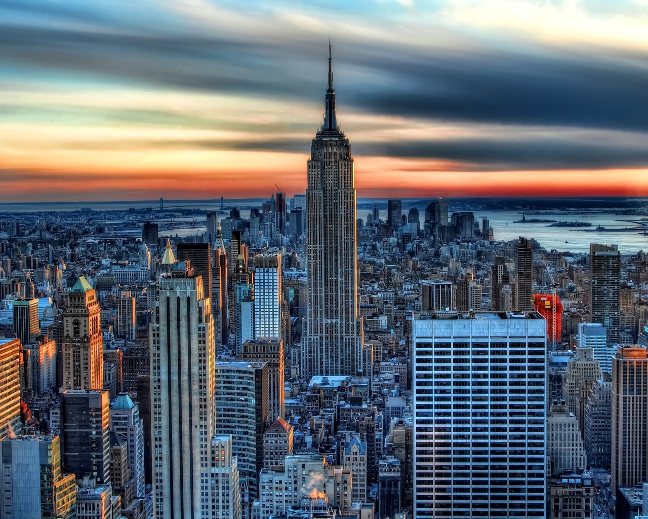 Image: New york city, New York, buildings, sky, skyscrapers, Empire state building, panorama, city