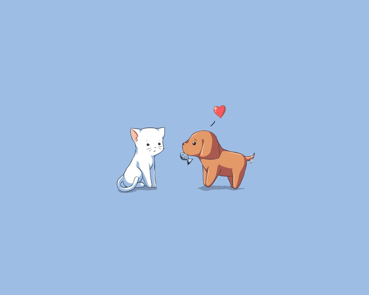 Image: Cat, dog, heart, fish, gift, background