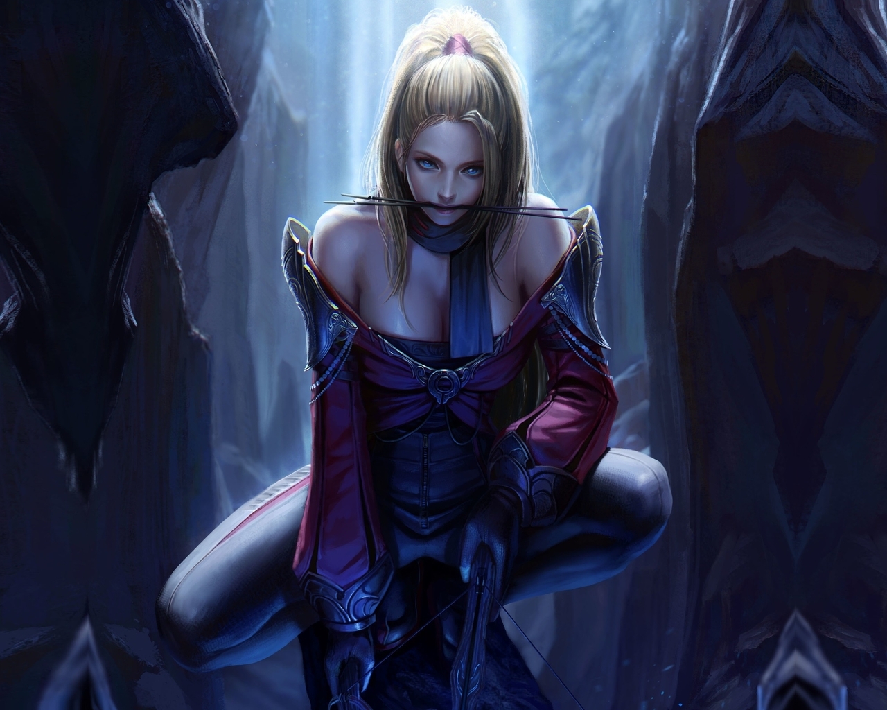 Image: Girl, warrior, cave, fantasy, assassin, fantasy