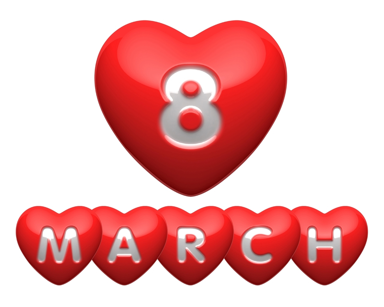 Картинка: 8 марта, праздник, Международный женский день, сердце, красное, открытка, поздравление, белый фон