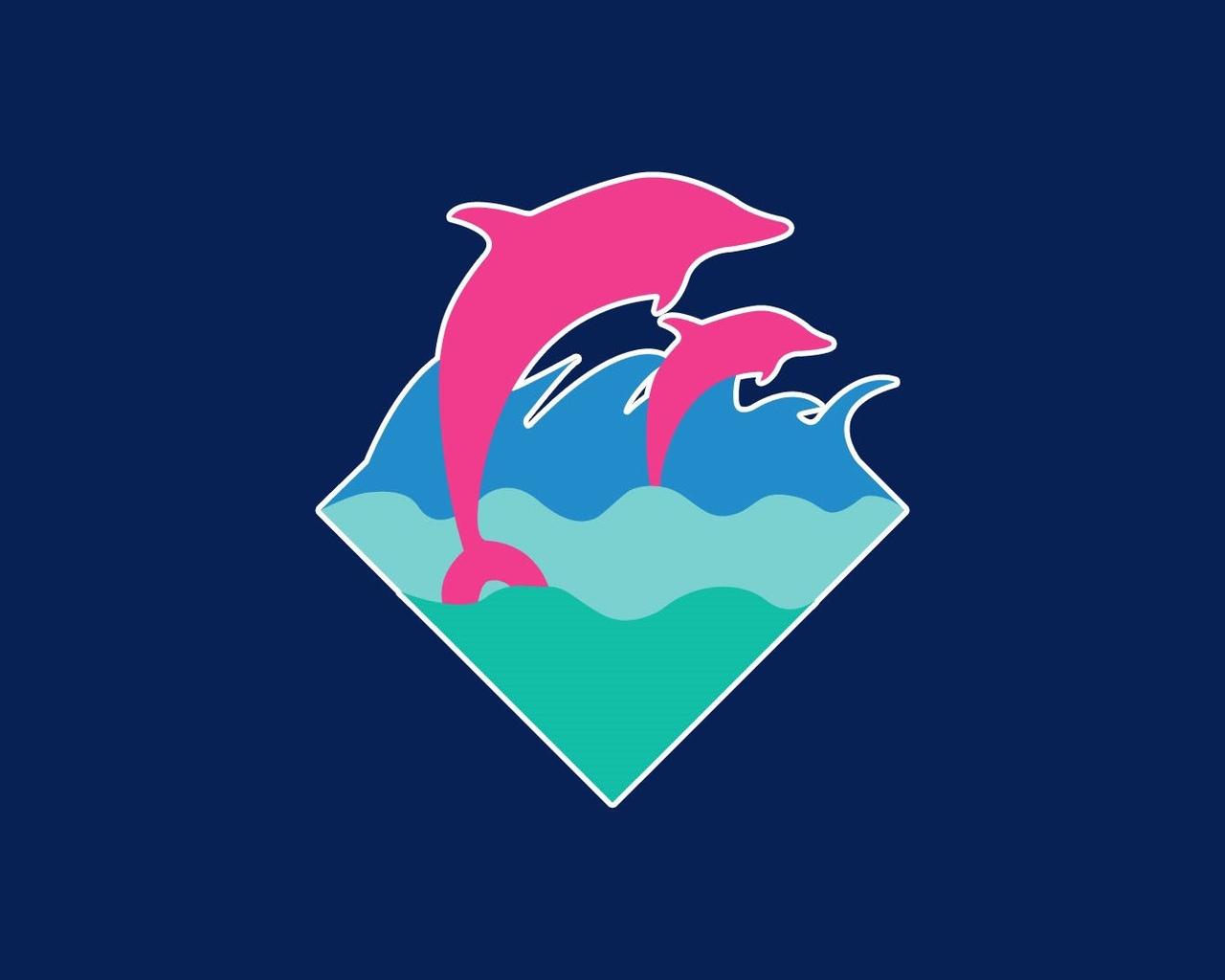 Картинка: Дельфины, прыжок, вода, море, волны, синий фон