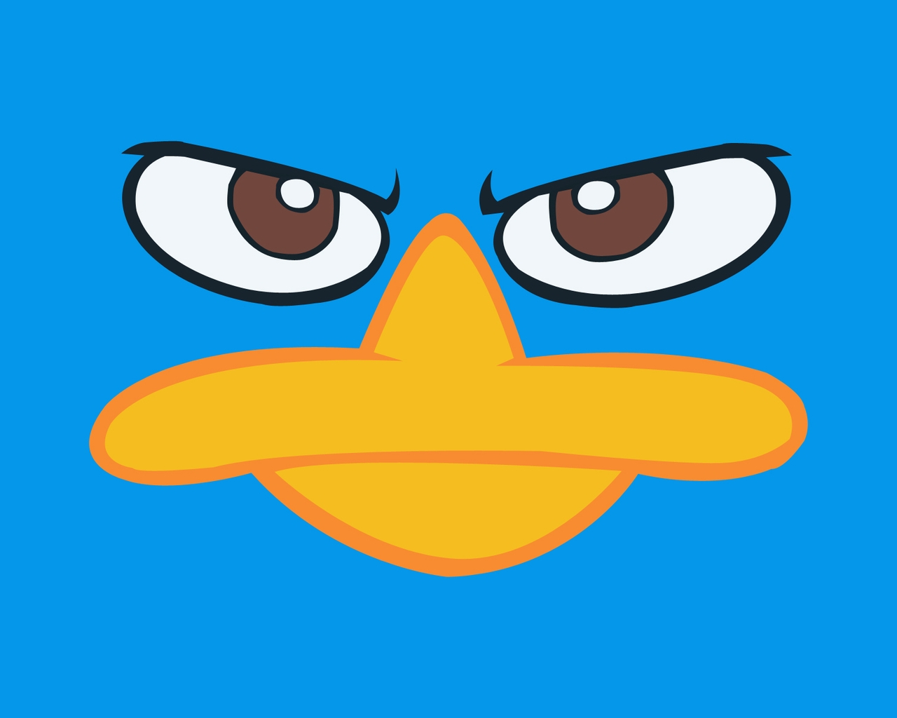 Image: Face, platypus, angry look, blue background