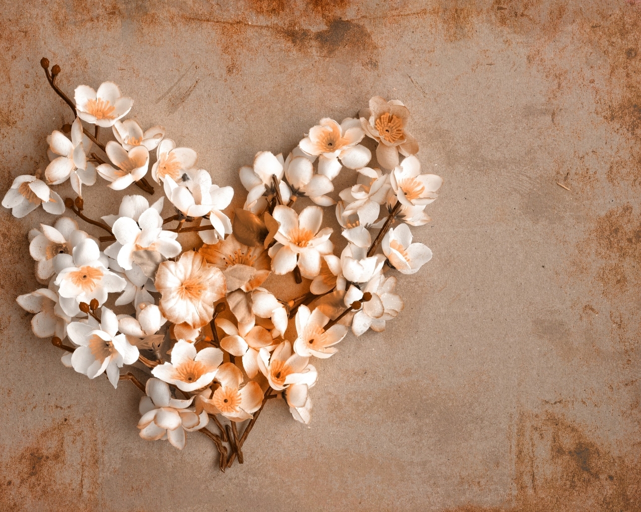 Image: Flowers, branches, heart, paper, vintage