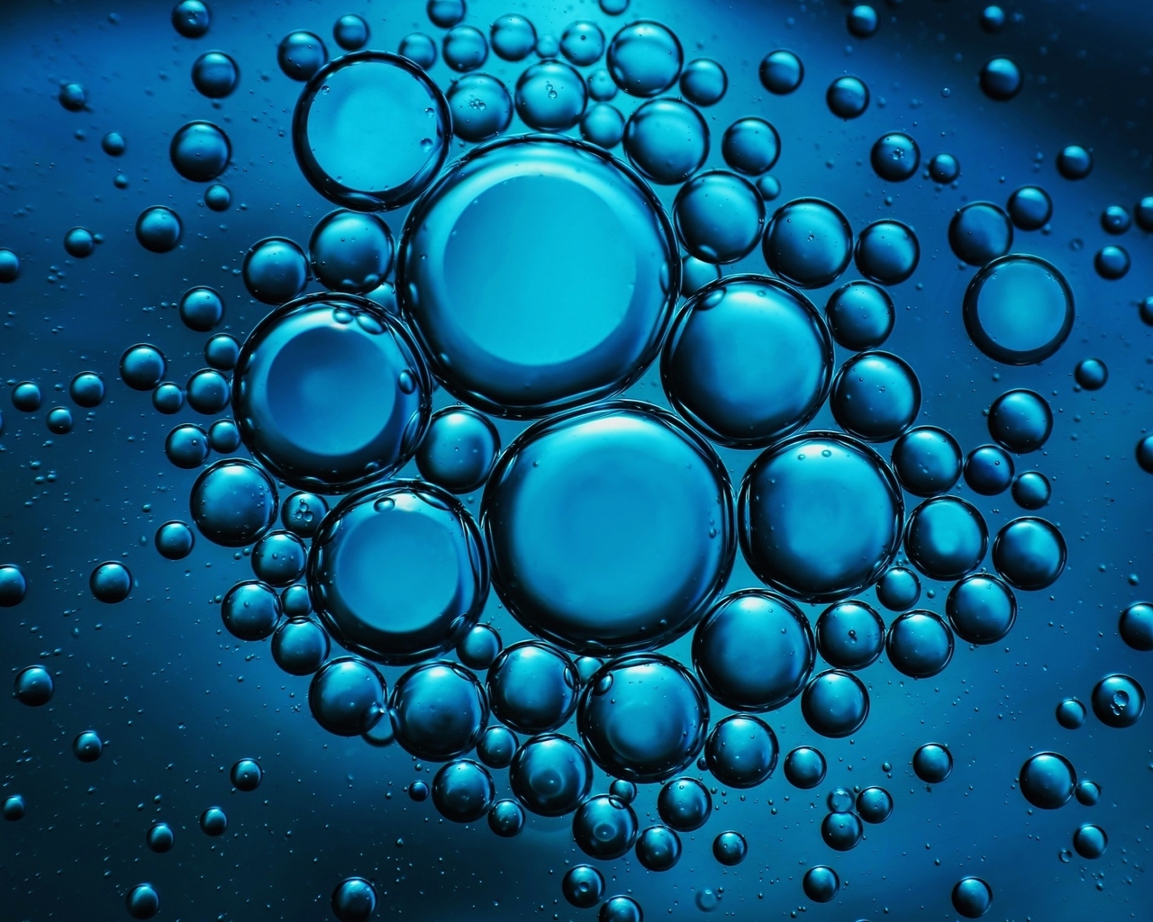 Image: Bubbles, drops, different size, water