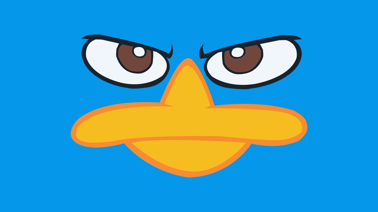 Картинка: Лицо, утконос, сердитый взгляд, голубой фон