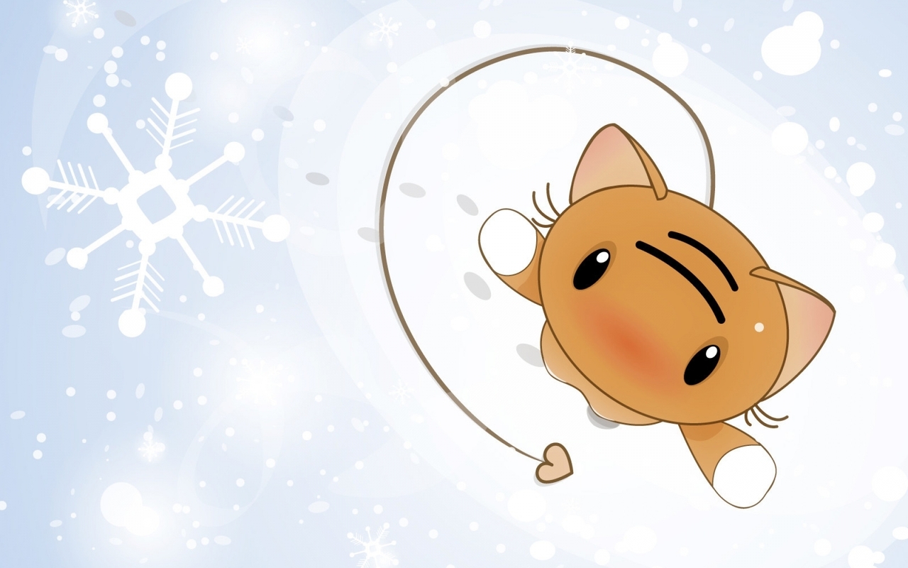 Image: Cat, snow, snowflake, white, footprints, drawing