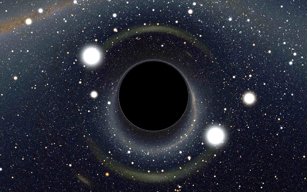 Картинка: Круг, свет, звёзды, космос, чёрная дыра, в центре