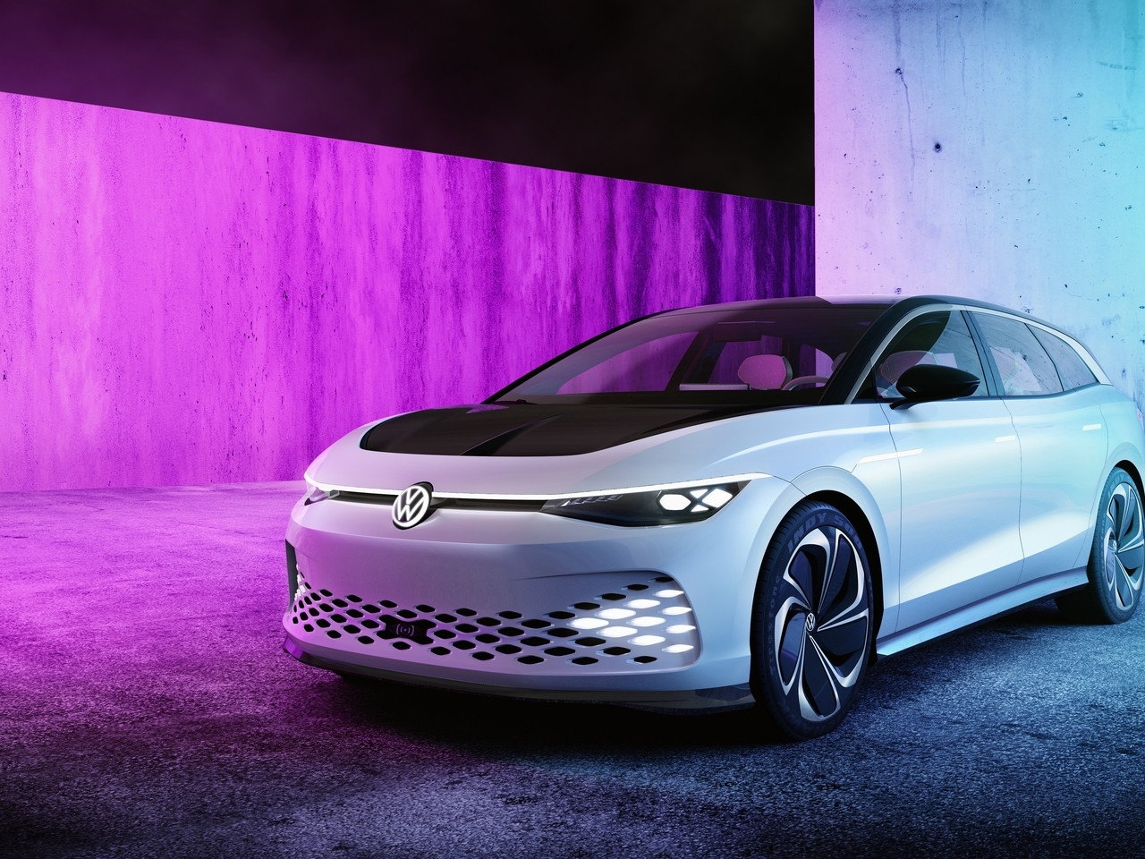 Картинка: Volkswagen, ID Space Vizzion, концепт, электрический, свет, освещение, стиль, машина, универсал