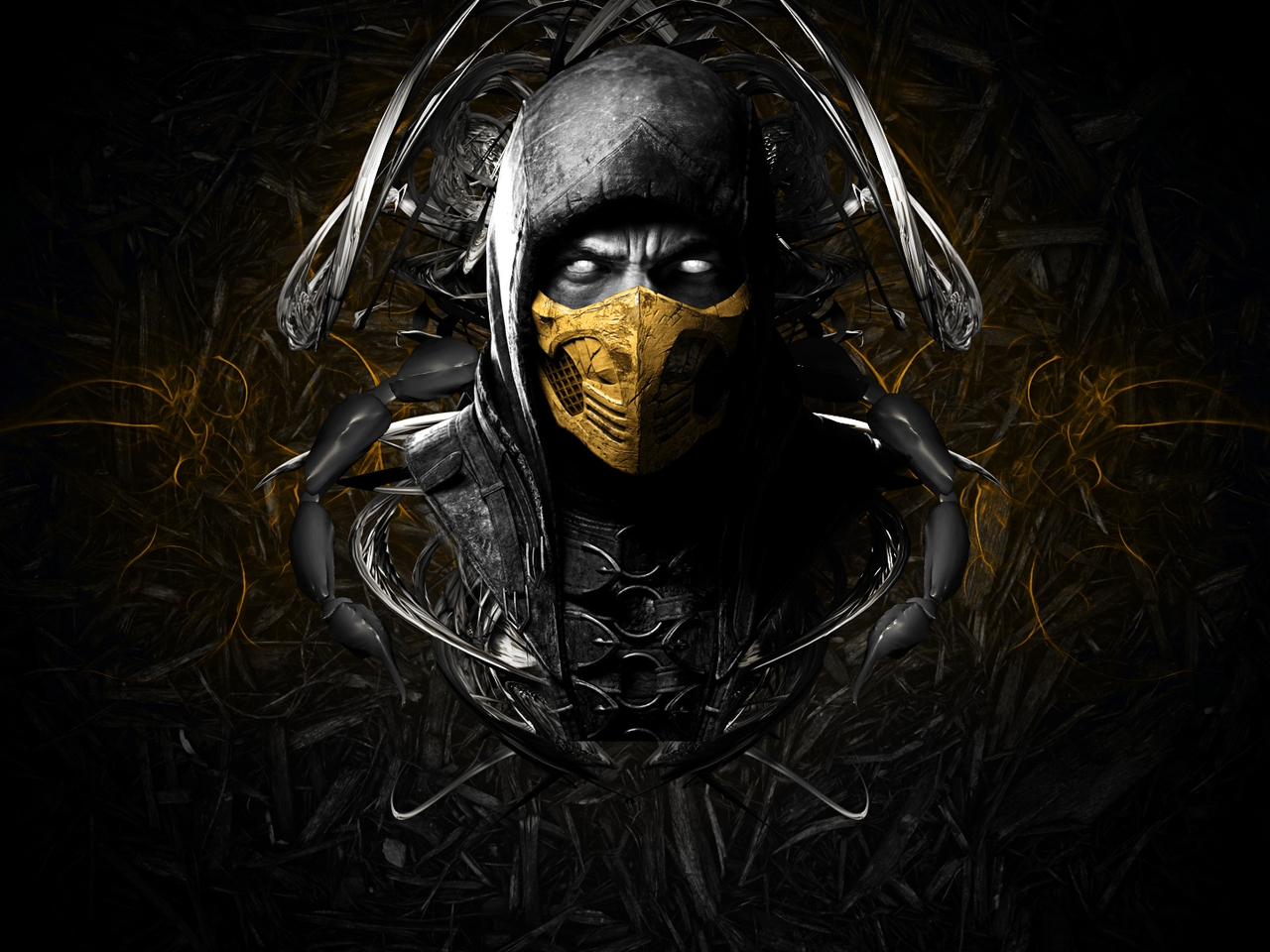 Image: Scorpion, Mortal Kombat 10, mask, ninja, person, background