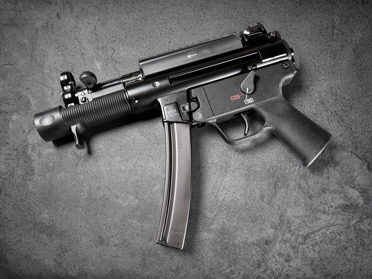 Картинка: Пистолет-пулемёт, HK SP5K, 9mm, текстура, серый фон, Heckler & Koch GmbH