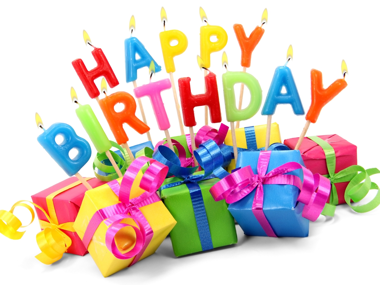 Image: Birthday, gifts, ribbon, letters, candles