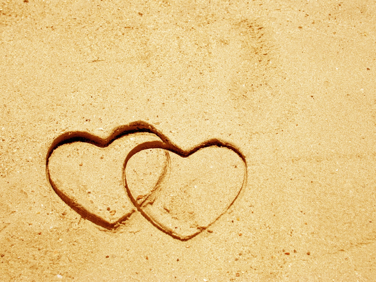 Картинка: Сердечки, песок, рисунок, пара