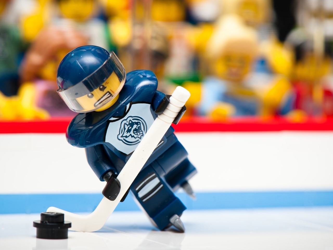 Image: Lego, toy, designer, man, hockey, ice, game, stick, puck