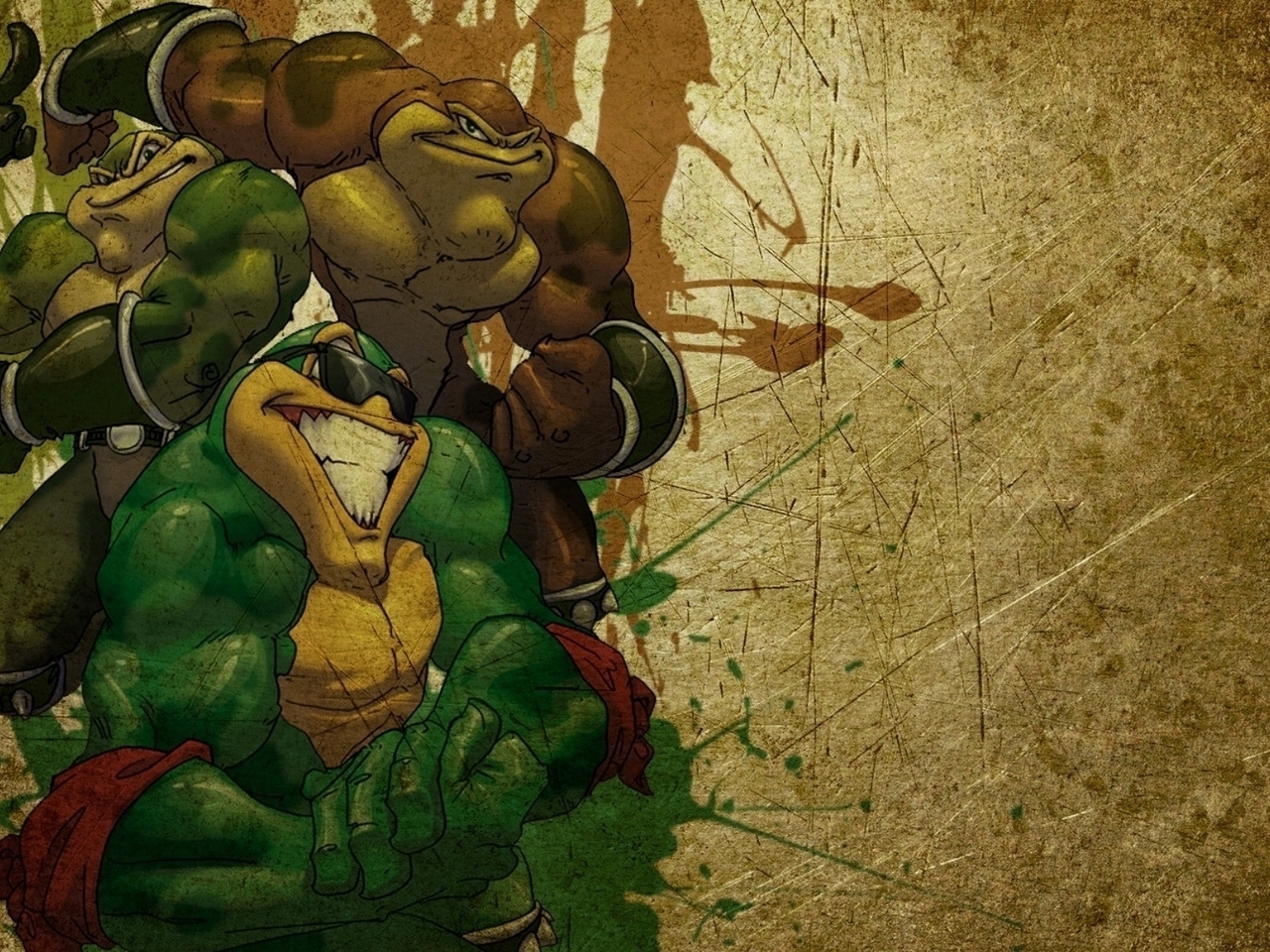 Картинка: Battletoads, Боевые жабы, лягушки, Pimpl, Rash, Zits, текстура, царапины