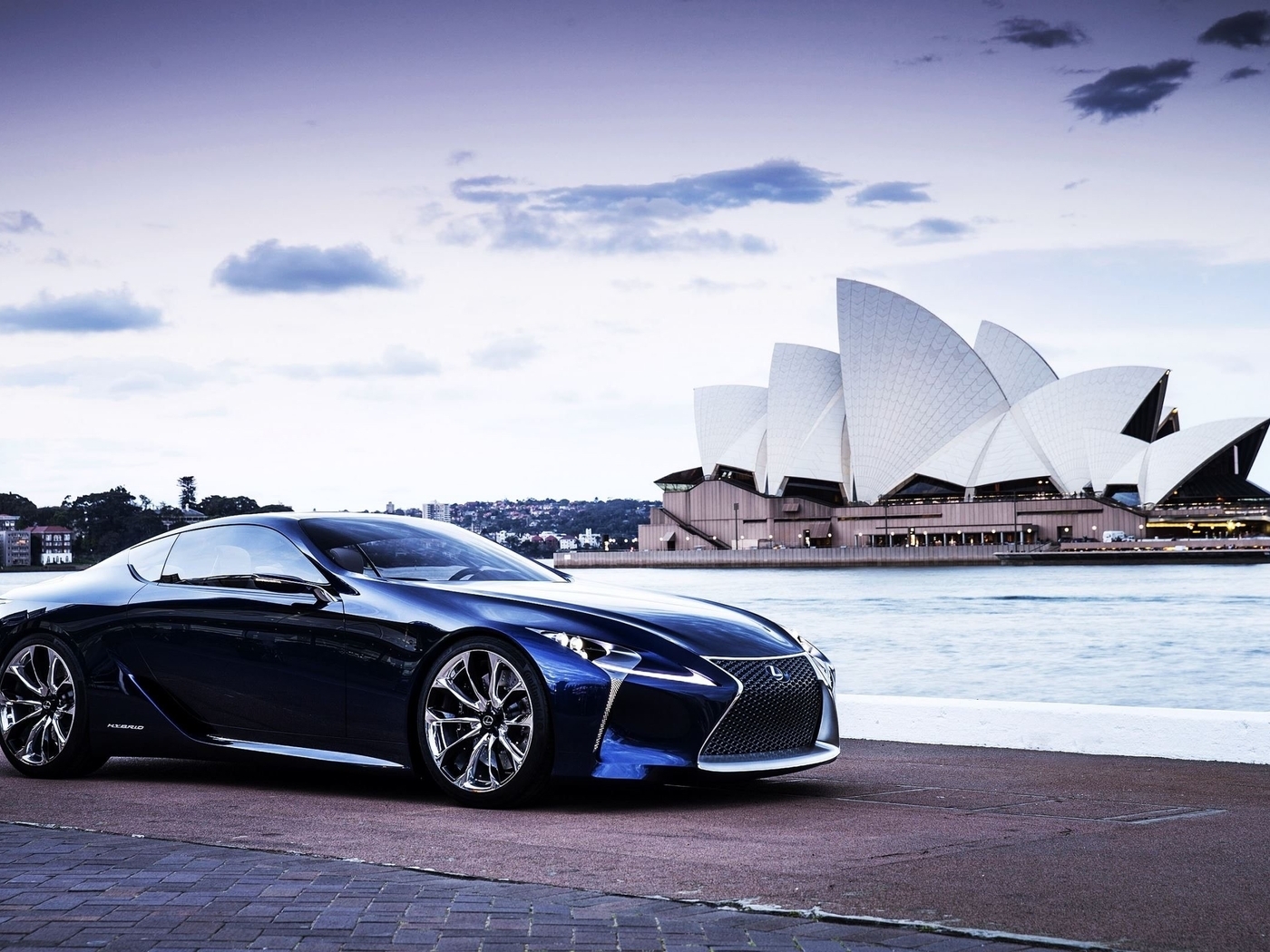 Картинка: Lexus, LF-LC blue, концепт, гибрид, голубой опал, Sydney, Opera House, набережная