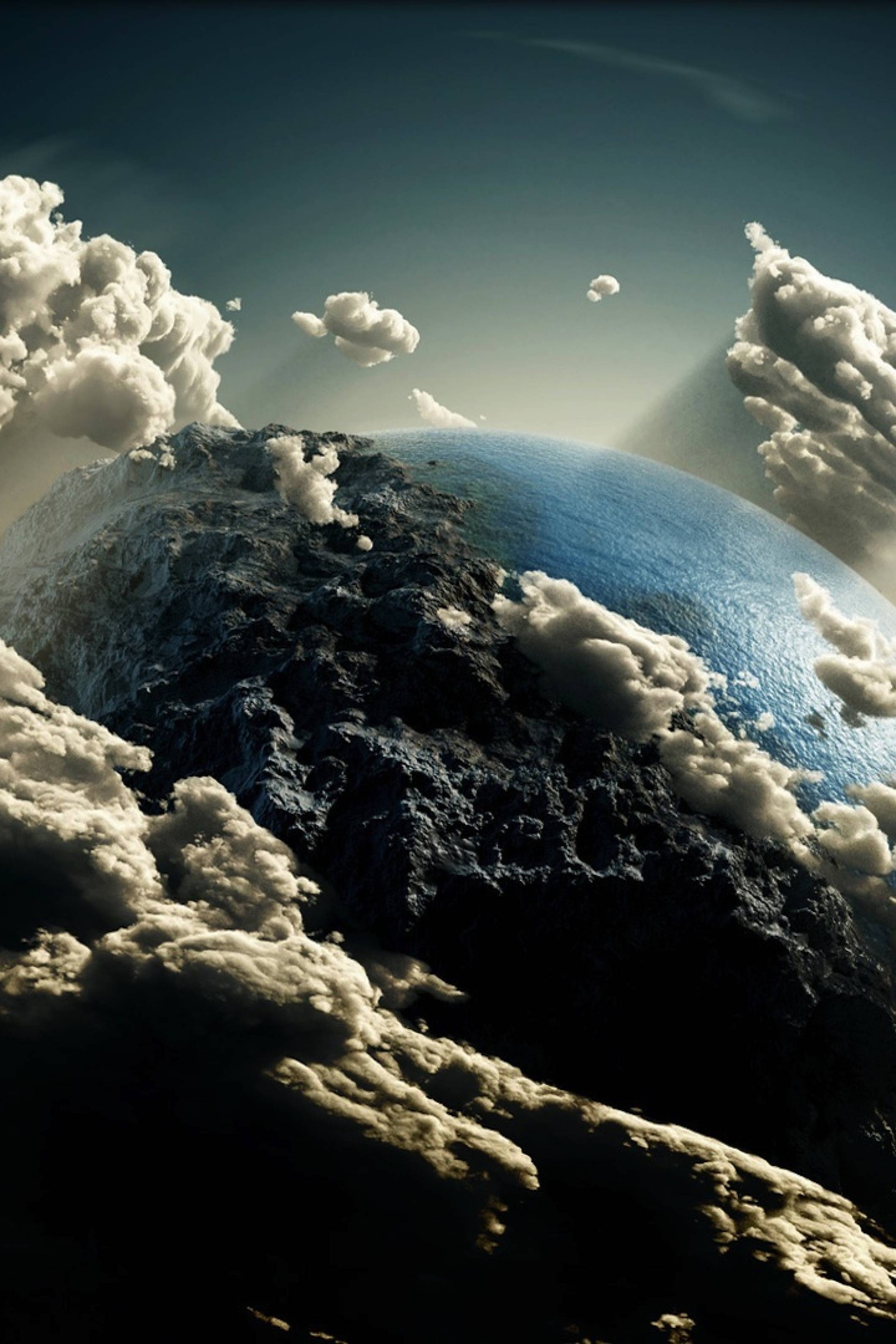 Картинка: Земля, планета, космос, облака, свет, звезда