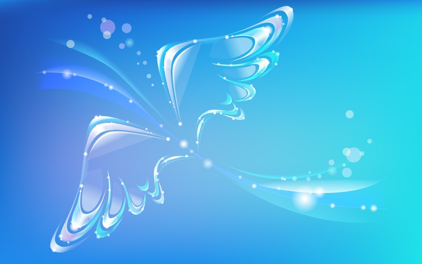 Картинка: Крылья, полёт, блики, изгиб, голубой фон