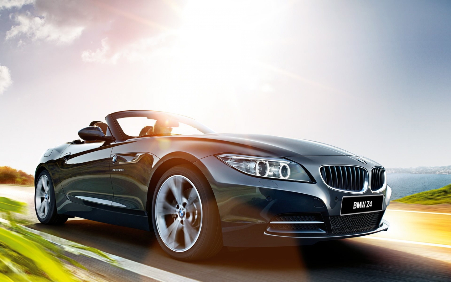 Image: Roadster, coupe, BMW, Z4, movement, speed, light, sun, sky