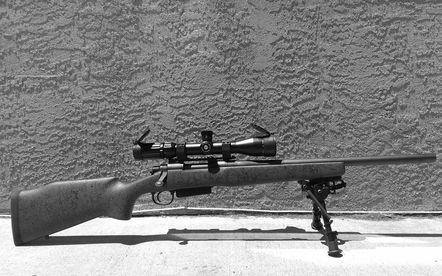 Image: Sniper, shotgun, rack, Remington 700, optical sight, wall, texture