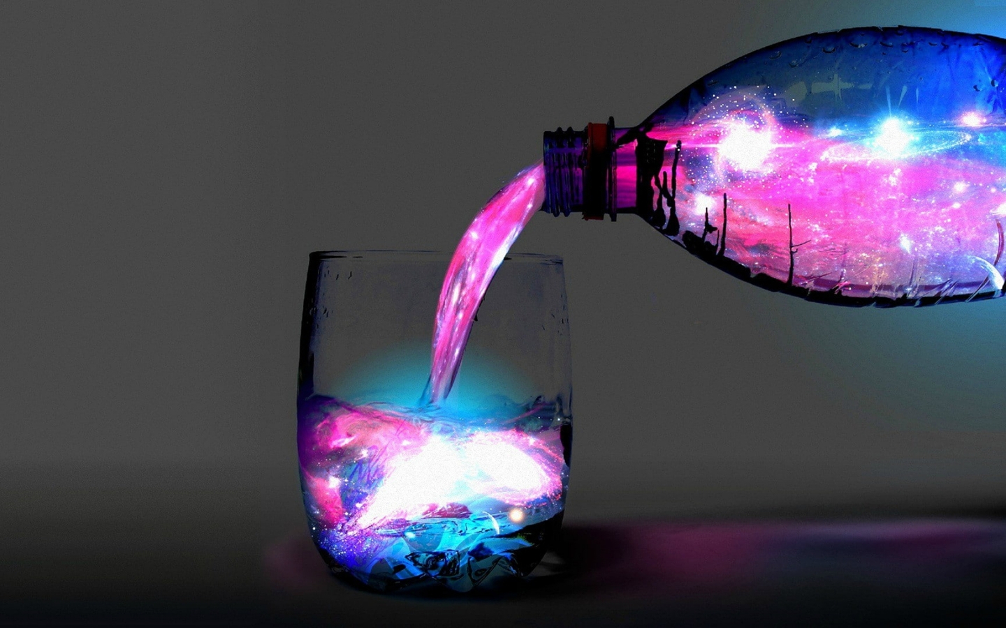 Image: Bottle, glass, water, space