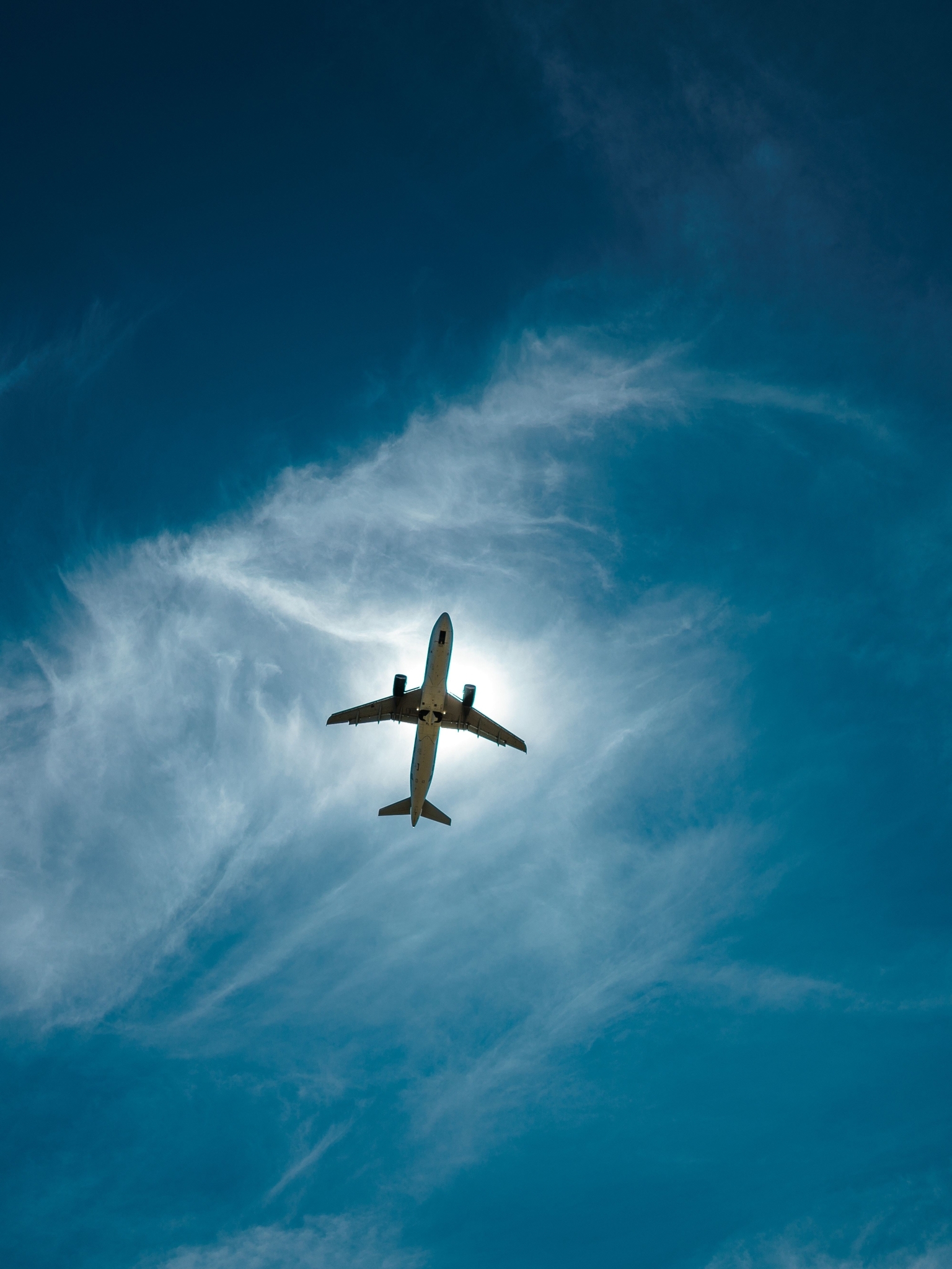 Картинка: Самолёт, полёт, летит, высоко, облака, небо