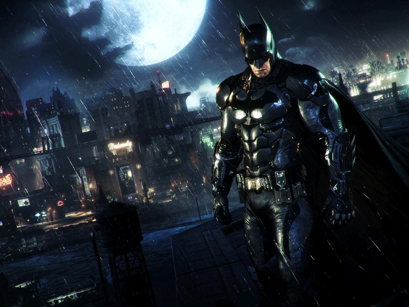 Картинка: Бэтмен, Batman, Arkham Knight, Gotham City, рыцарь, ночь, город
