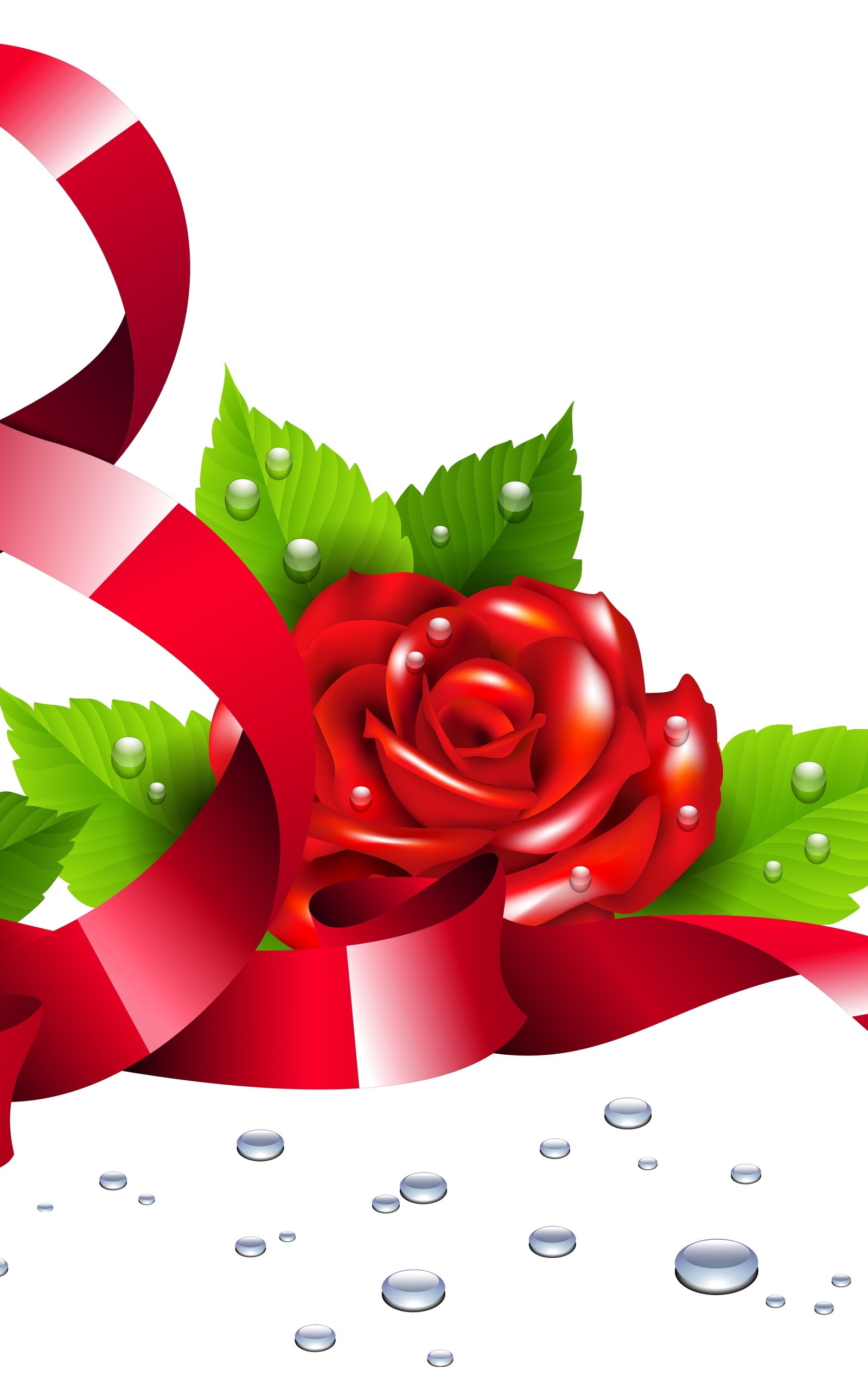Image: 8 March, women's day, spring, roses, white background, ribbon, red