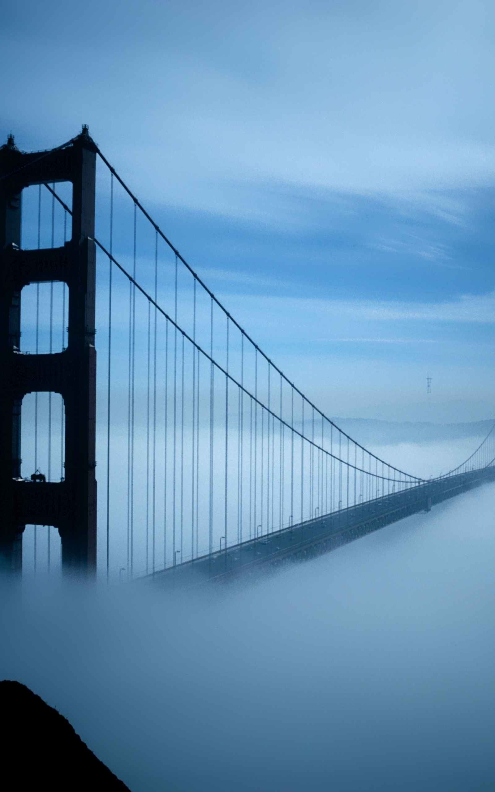 Картинка: Мост, Сан-Франсиско, США, туман, темень