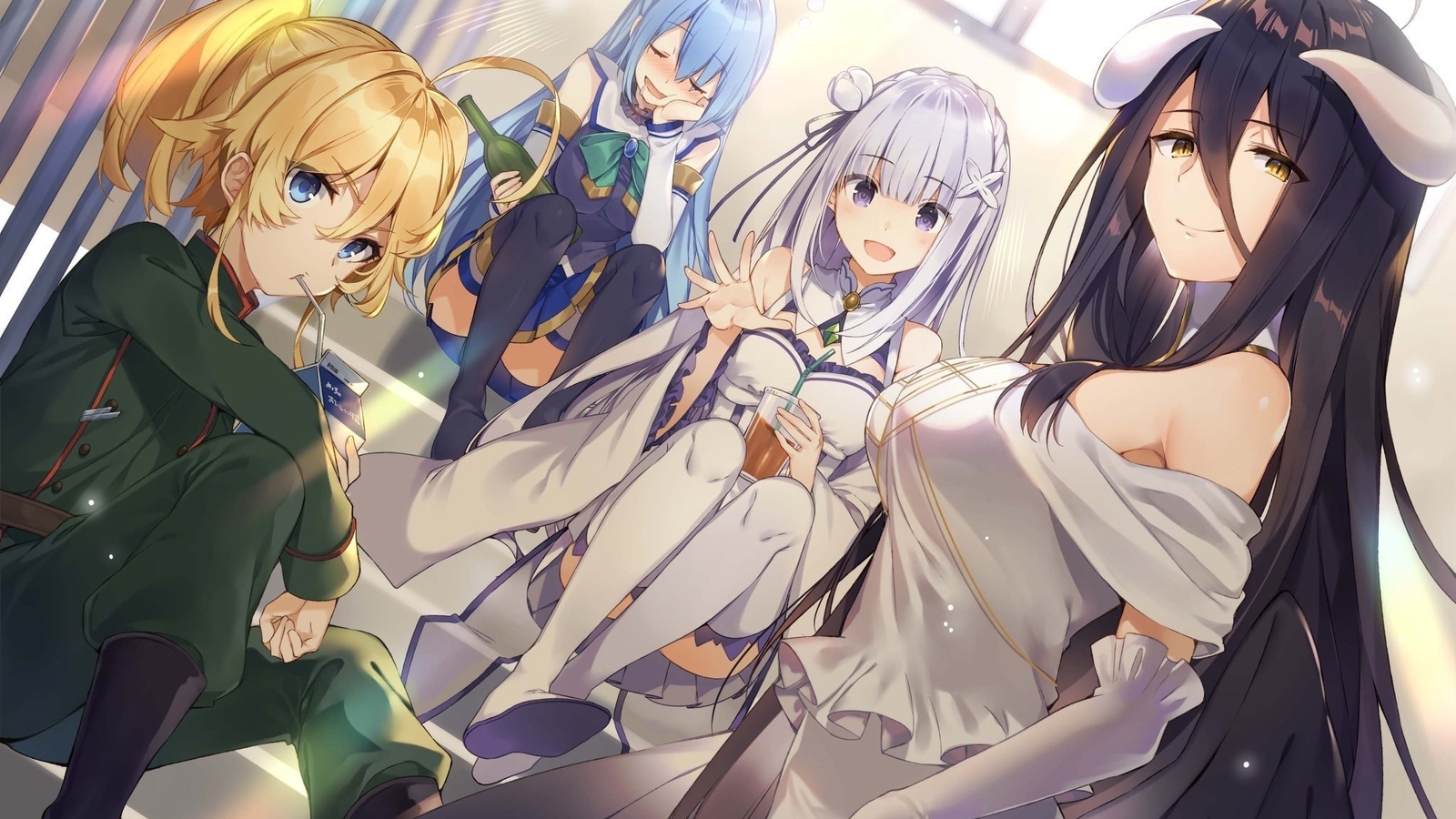 Image: Anime, characters, girls, Isekai Quartet, Konosuba, Overlord, Re:Zero - Starting Life In Another World